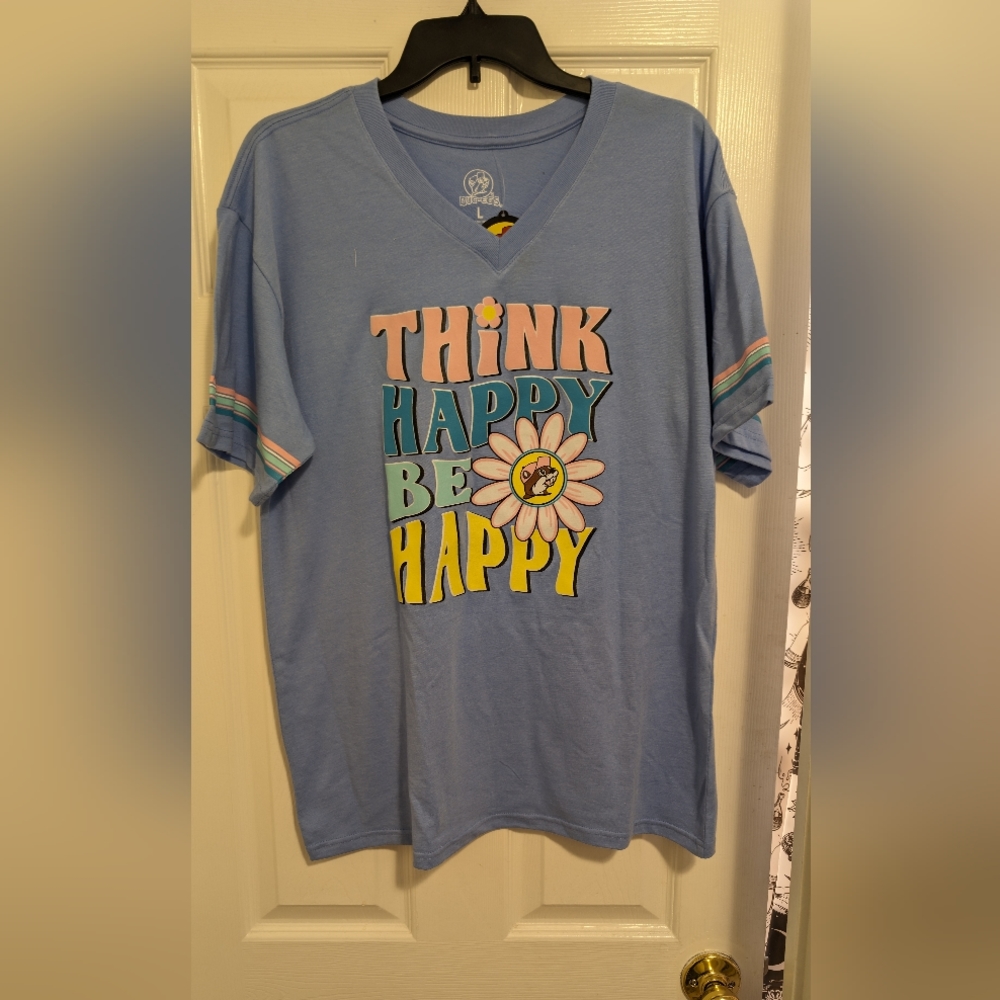 NWT Buc-ee's Think Happy Be Happy Shirt sz L